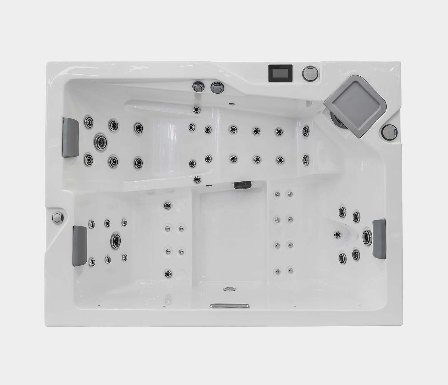Spabad OKA 2 från Hanscraft är en bubbelpool som kan placeras både utomhus och inomhus. Spabadet har plats för 3 personer, 2 sittplatser och 1 liggplats.