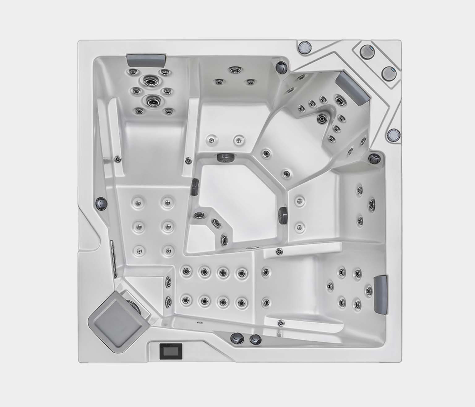Spabad OKA 4 från Hanscraft kan placeras utomhus eller inomhus. Spabadet har plats för 5 personer, 3 sittplatser och 2 liggplats.