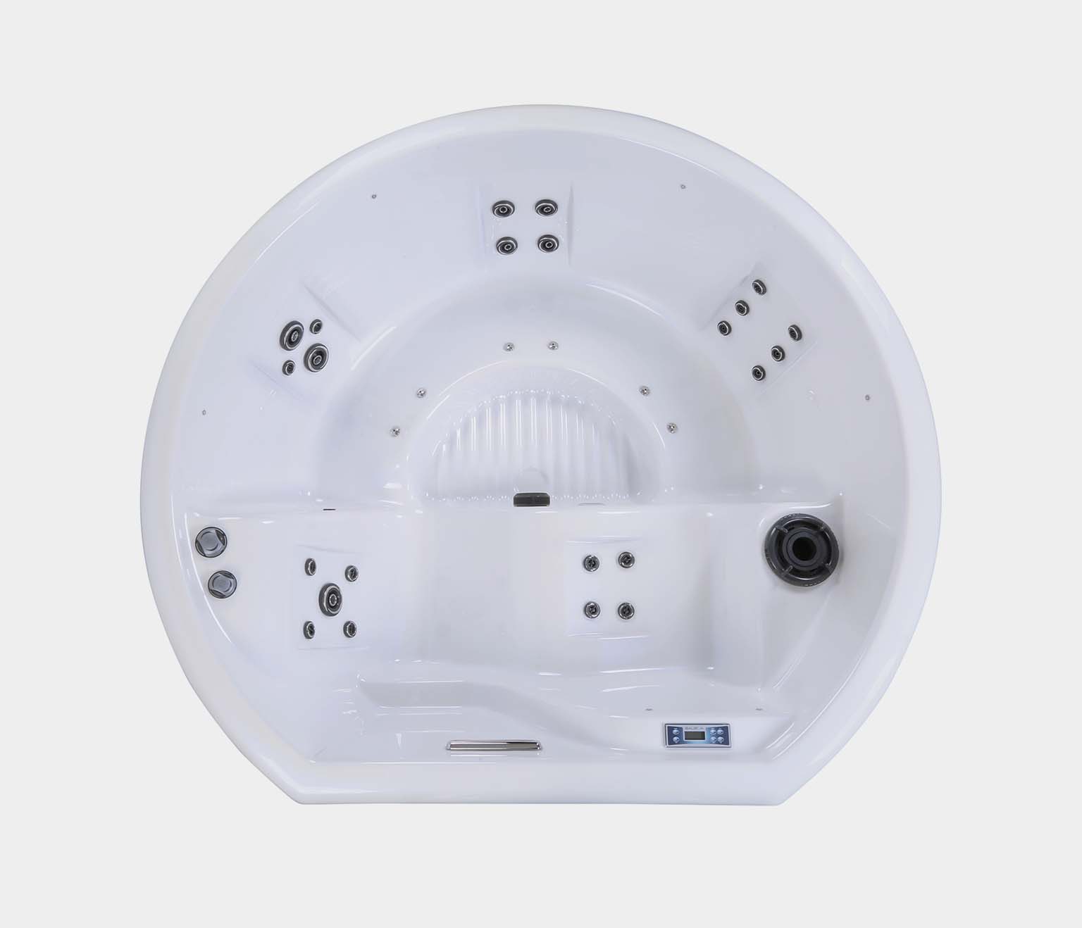 OKA Wave 3 är runt spabad från Hanscraft och som kan placeras inomhus eller utomhus. Spabadet har plats för 4 personer, 3 sittplatser och 1 liggplats.