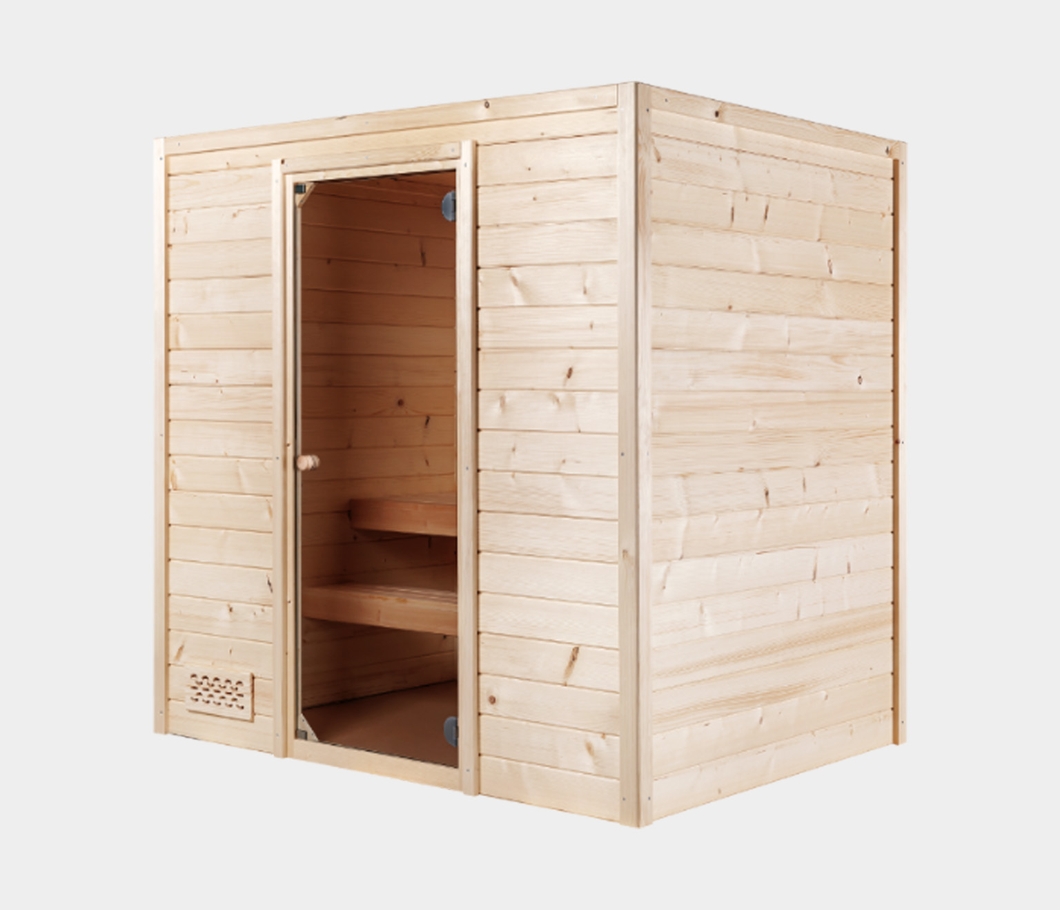 Sauna / bastu Oulu HS2 från Hanscraft. Modern bastu inomhus med plats för 3 personer. Bastubyggsatsen levereras i moduler, som gör installation snabb och enkel